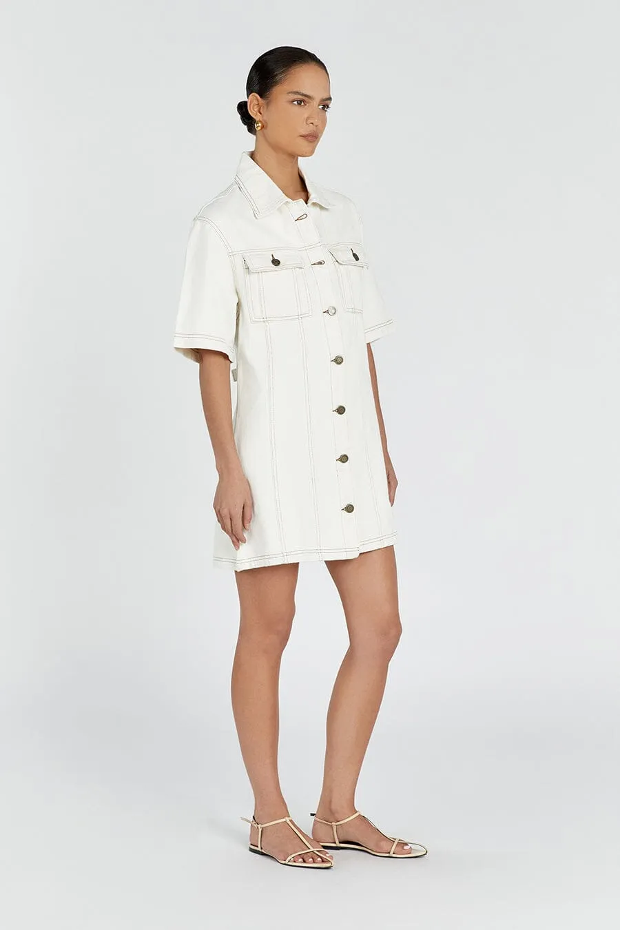 ALFRED CREAM DENIM MINI DRESS