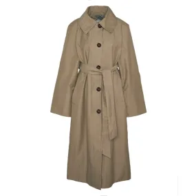 Barbour Beatrix Showerproof Ladies Trench Coat - Light Trench/Sky Dress Tartan