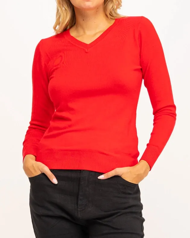 Basic knit V-neck sweater