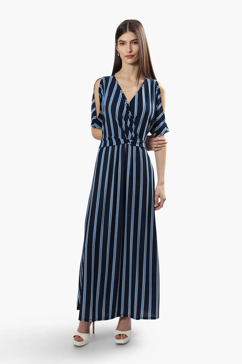 Beechers Brook Striped Crossover Maxi Dress - Navy