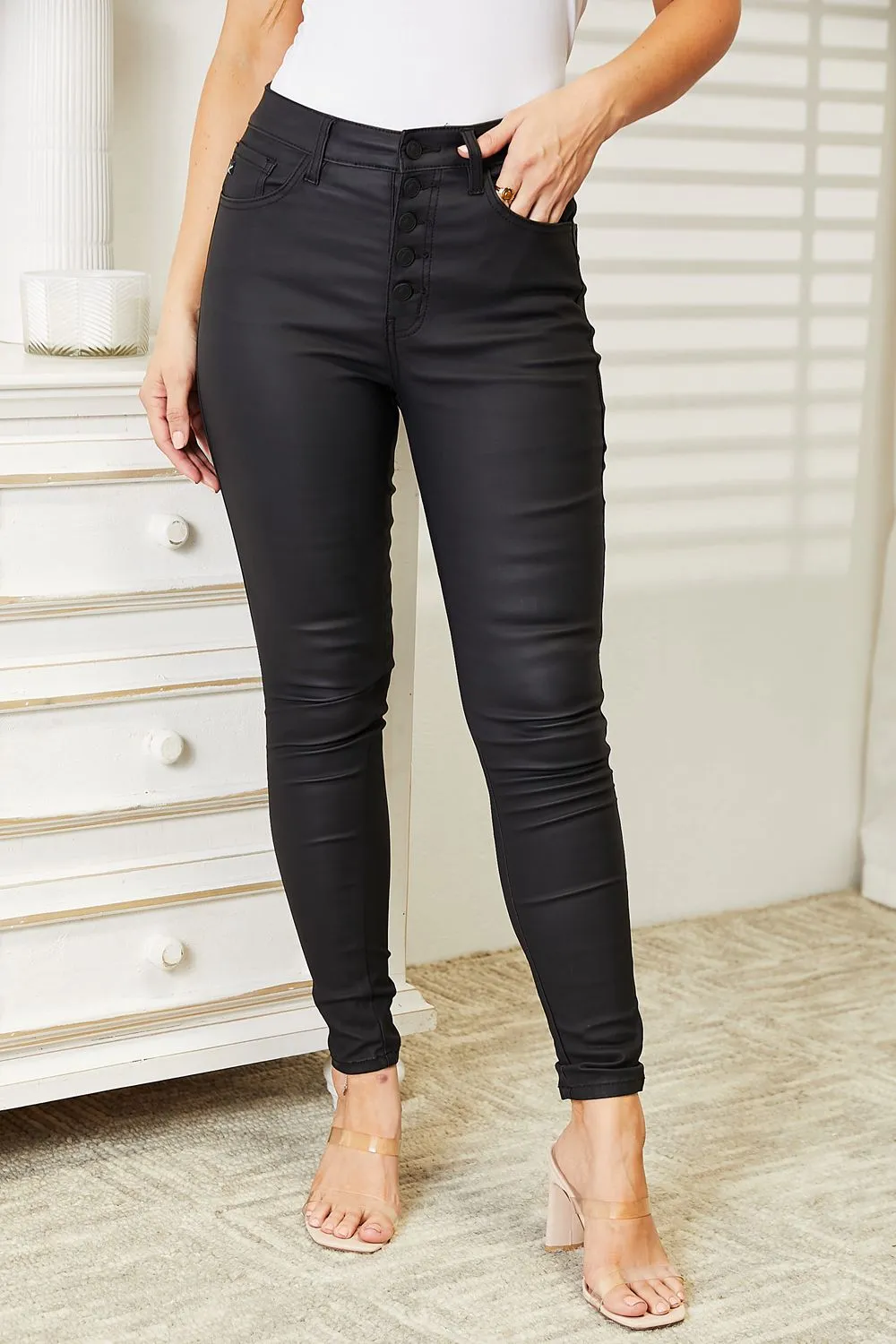 Black Coated Skinny Jeans