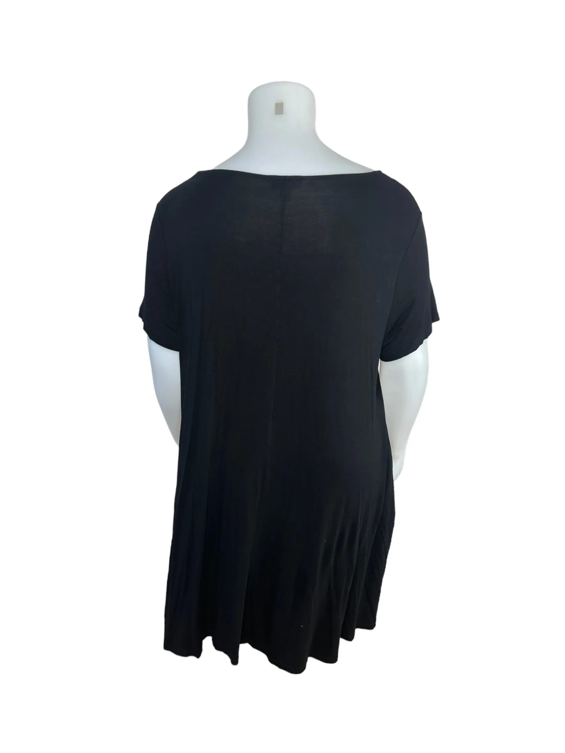 Black Short Sleeved Shift Dress