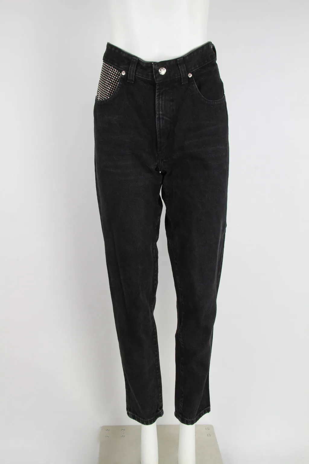 Black Trussardi no 1 Jeans with metal stud pocket details - S