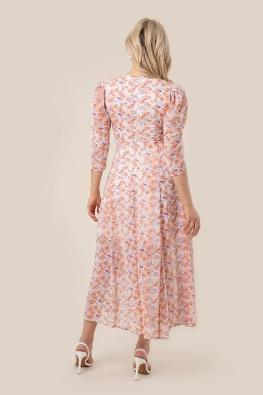 Breezy Blooms Long Sleeve Chiffon Maxi Dress