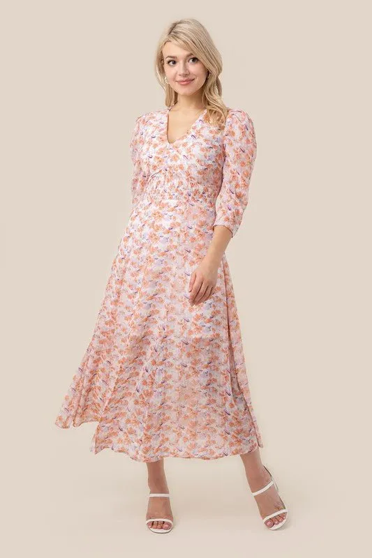 Breezy Blooms Long Sleeve Chiffon Maxi Dress