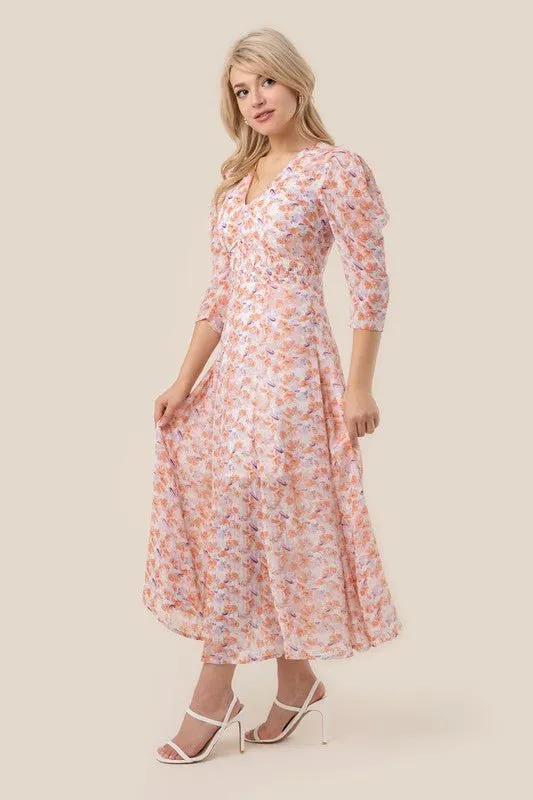 Breezy Blooms Long Sleeve Chiffon Maxi Dress