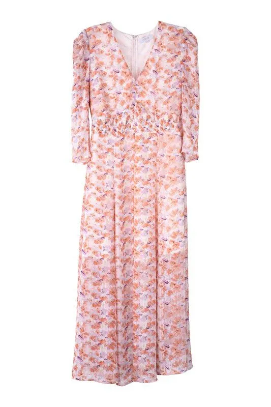 Breezy Blooms Long Sleeve Chiffon Maxi Dress