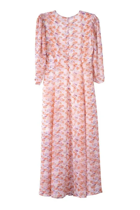 Breezy Blooms Long Sleeve Chiffon Maxi Dress