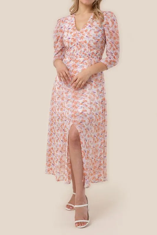 Breezy Blooms Long Sleeve Chiffon Maxi Dress