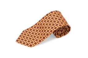 Buff & Red Printed Madder Silk Tie