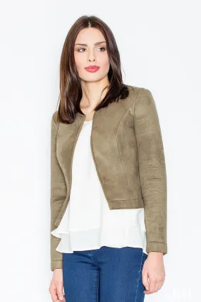 Chic Women's Suede Outerwear - Stylish Spandex-Blend Jacket