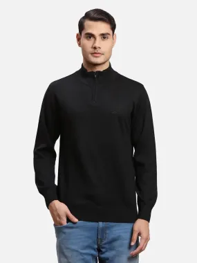 Colorplus Men Black Solid Regular Fit Wool Blend Full Sleeve V Neck Sweaters