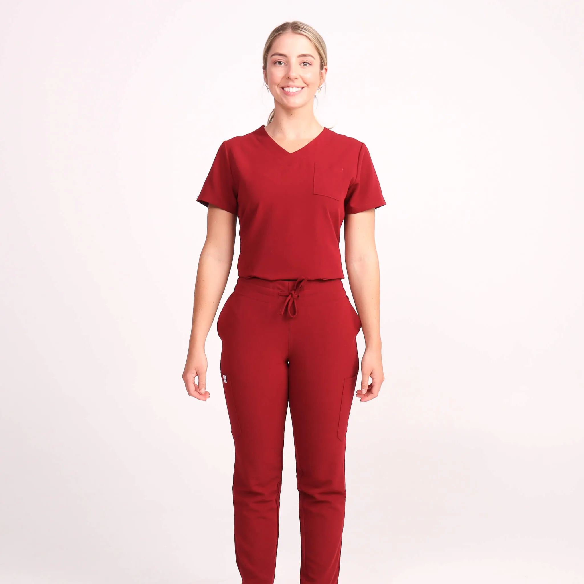 Comfort Fit Burgundy Medical Scrub Pant