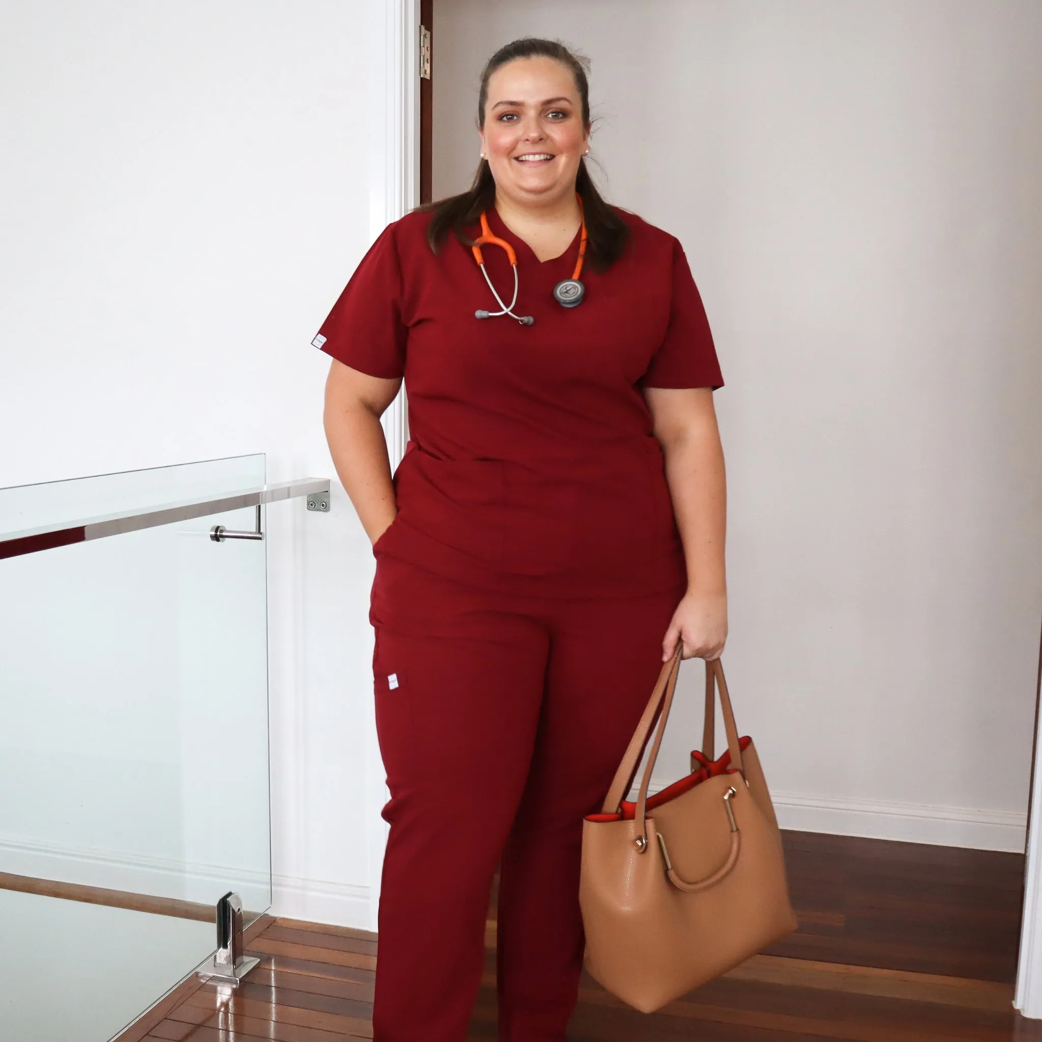 Comfort Fit Burgundy Medical Scrub Pant