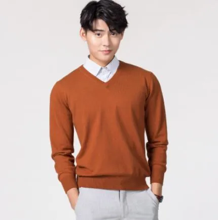 Cotton o-neck v-neck Knitted sweaters