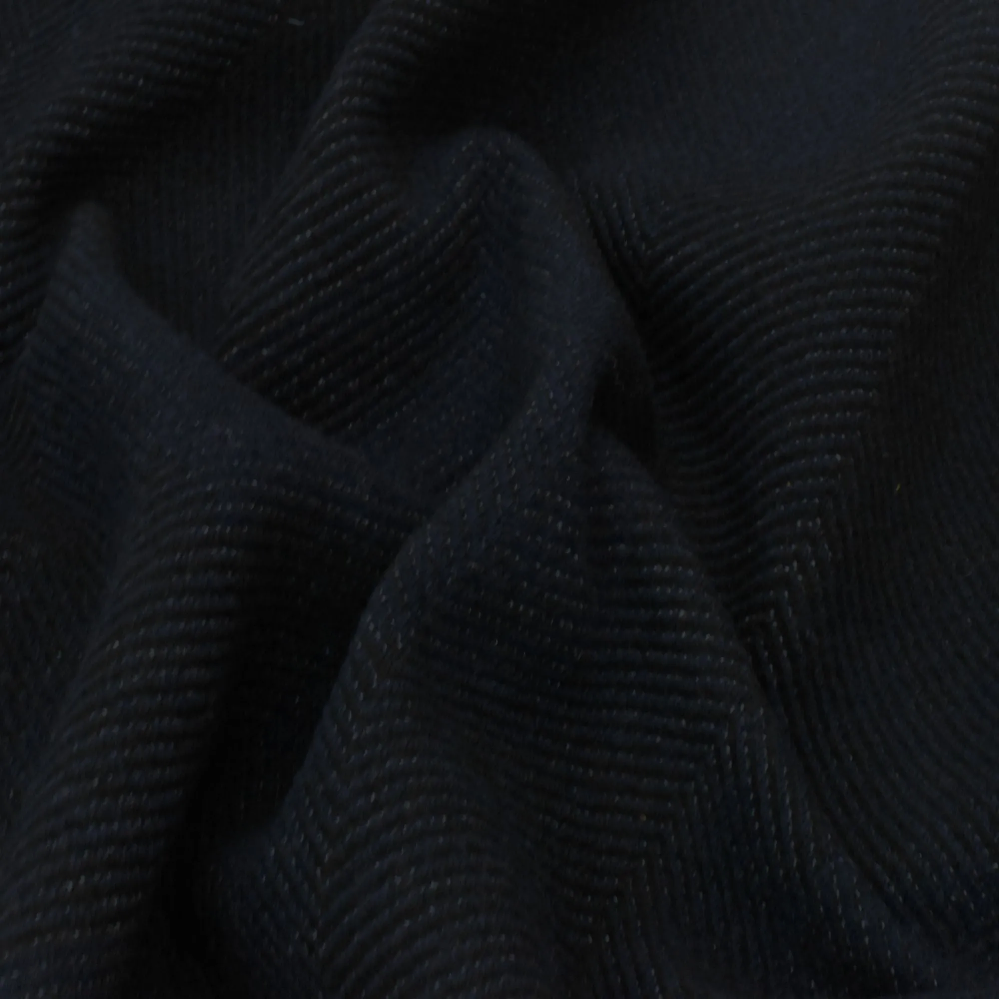 Deep Navy/Black Wool Blend Herringbone Double Knit Fabric