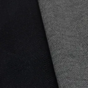 Deep Navy/Black Wool Blend Herringbone Double Knit Fabric