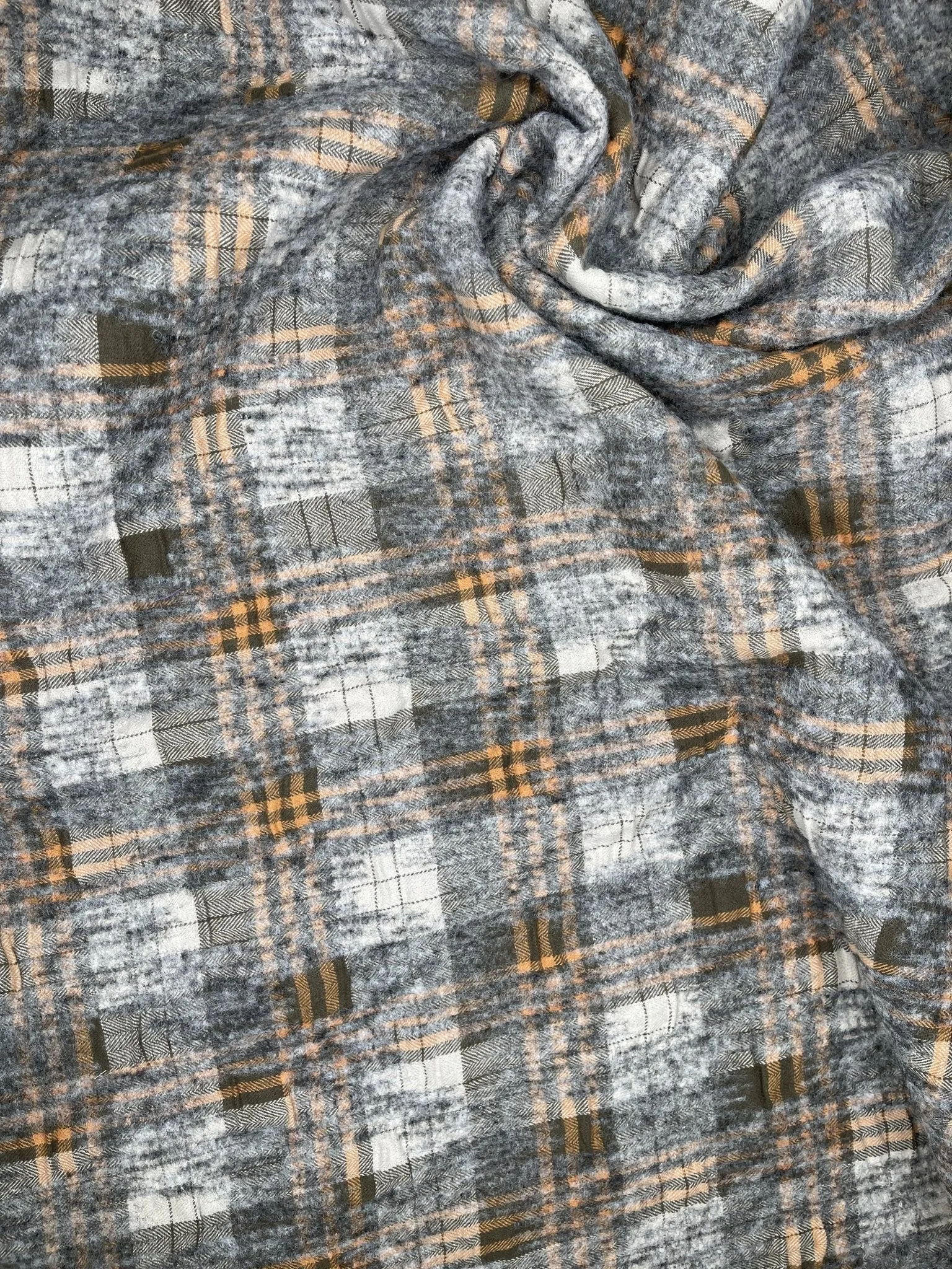 Double Sided Bonded Thick Woolen Blended Plaid Fabric  - 6058