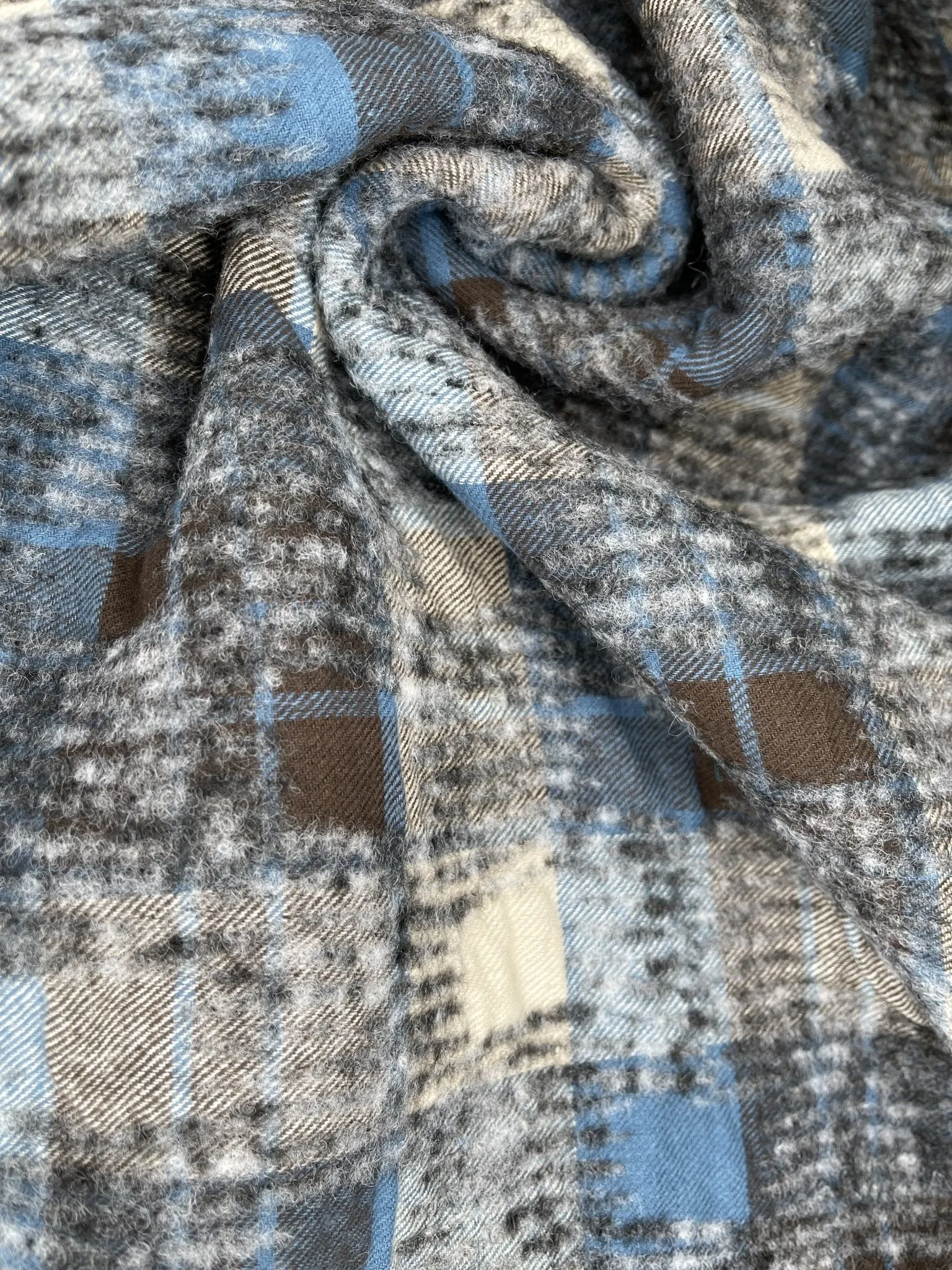 Double Sided Bonded Thick Woolen Blended Plaid Fabric  - 6058