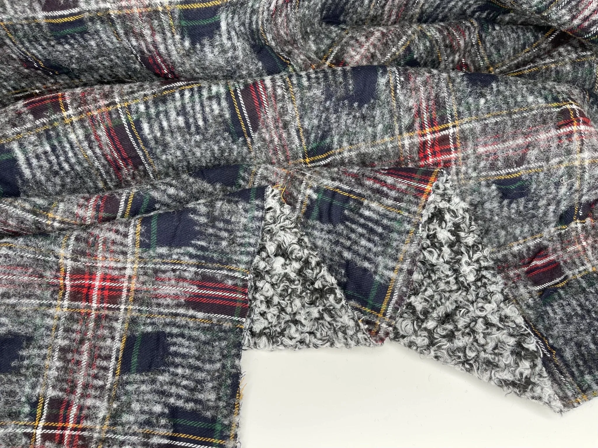 Double Sided Bonded Thick Woolen Blended Plaid Fabric  - 6058