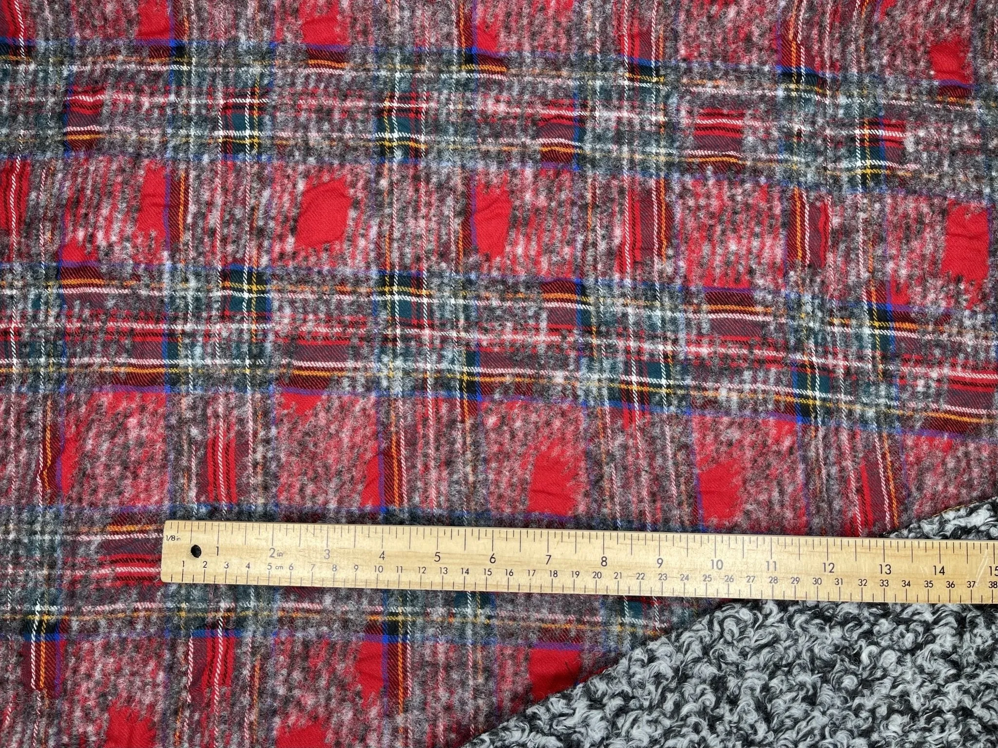 Double Sided Bonded Thick Woolen Blended Plaid Fabric  - 6058