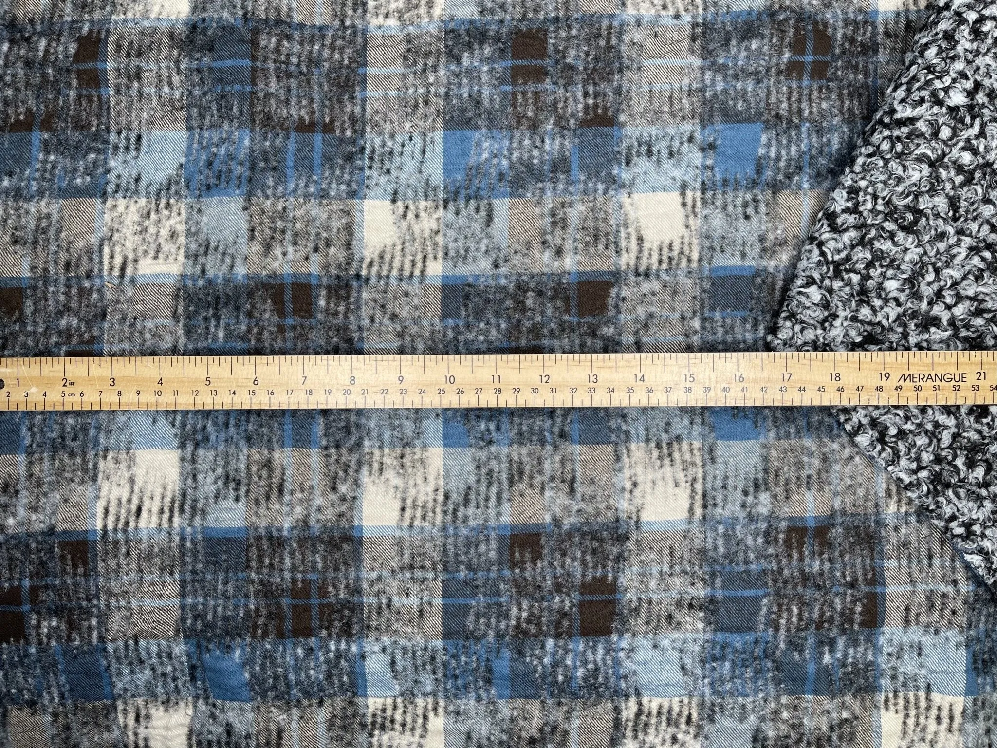 Double Sided Bonded Thick Woolen Blended Plaid Fabric  - 6058