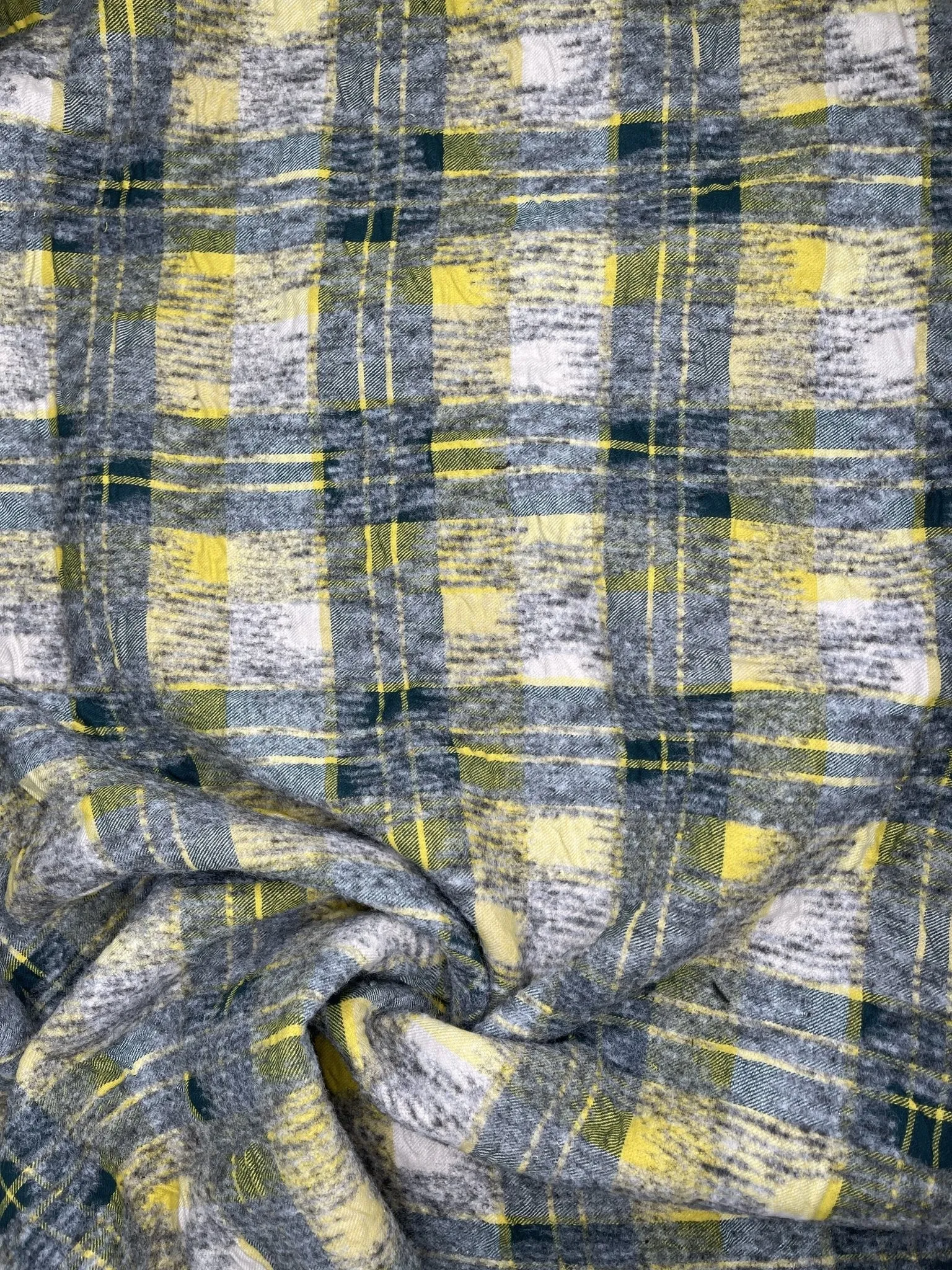 Double Sided Bonded Thick Woolen Blended Plaid Fabric  - 6058