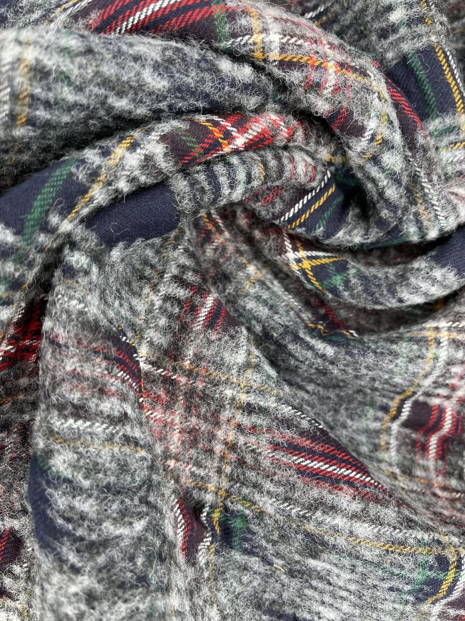 Double Sided Bonded Thick Woolen Blended Plaid Fabric  - 6058