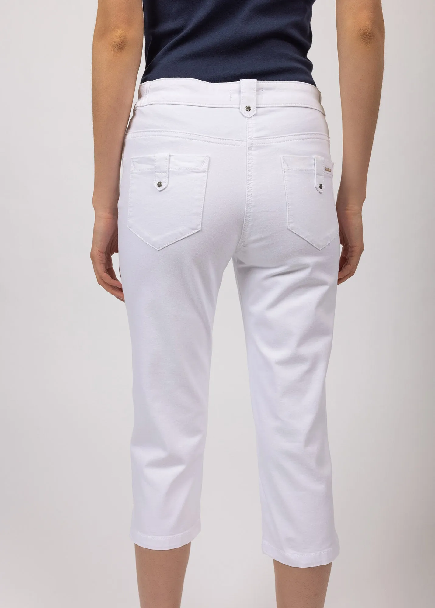 Elodie three quarters pants - in cotton, comfort fit (BLANC)