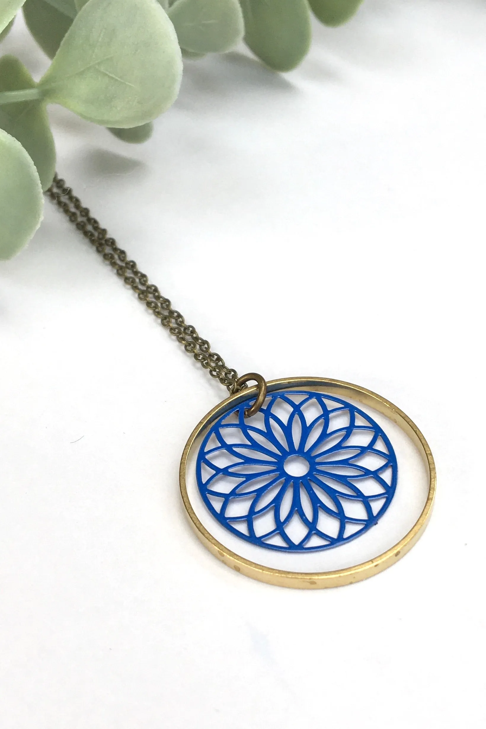 Filagree Brass Circle Necklace