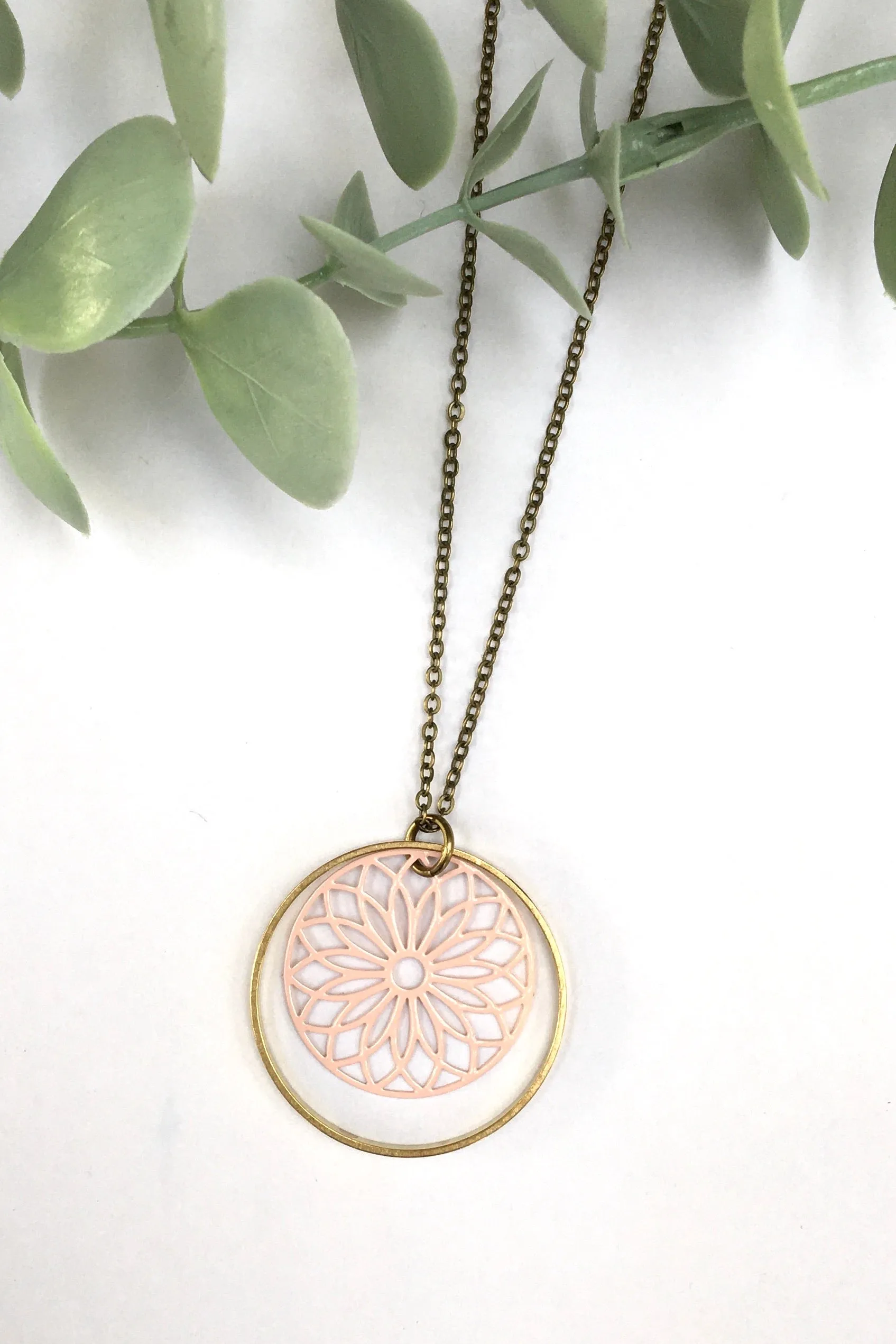 Filagree Brass Circle Necklace