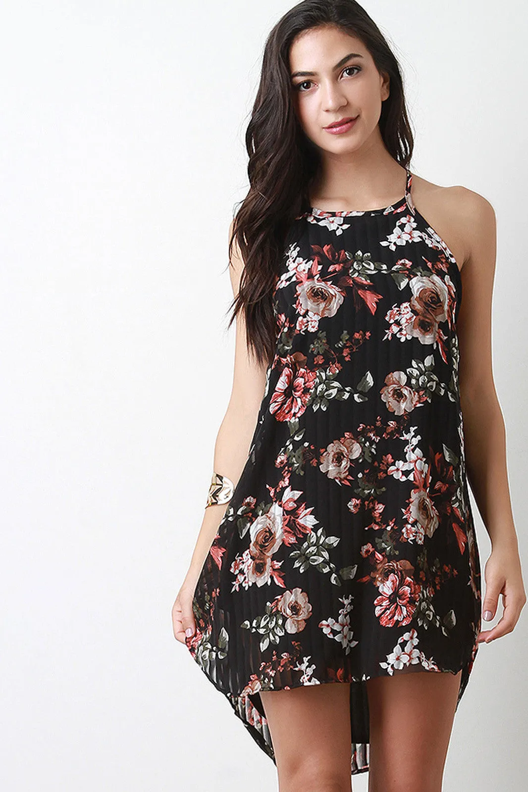 Floral Print Sleeveless Shift Dress