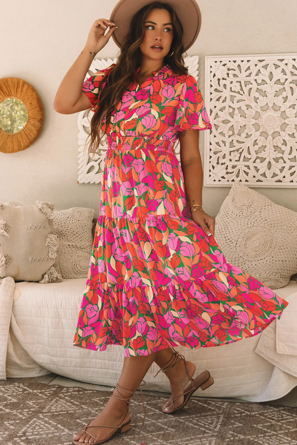 Floral Short Sleeve Maxi dress