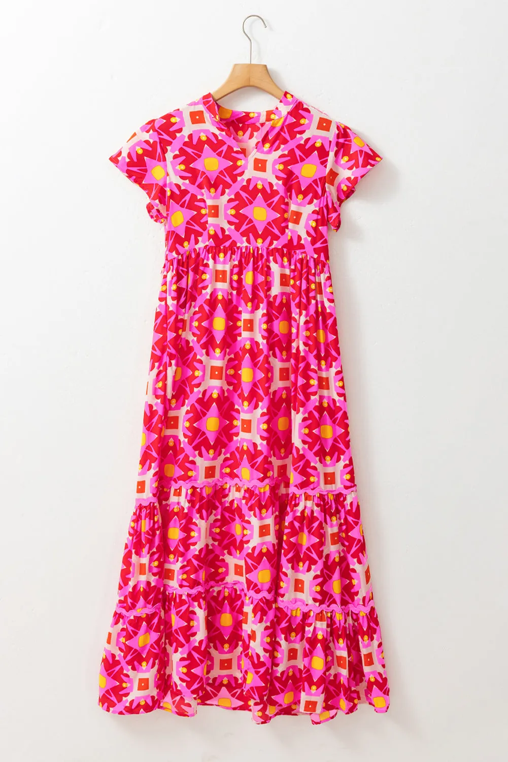 Geo Print V-neck Maxi Dress