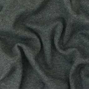 Heather Dark Gray Organic Cotton Poly Stretch Spandex Rib Knit Fabric