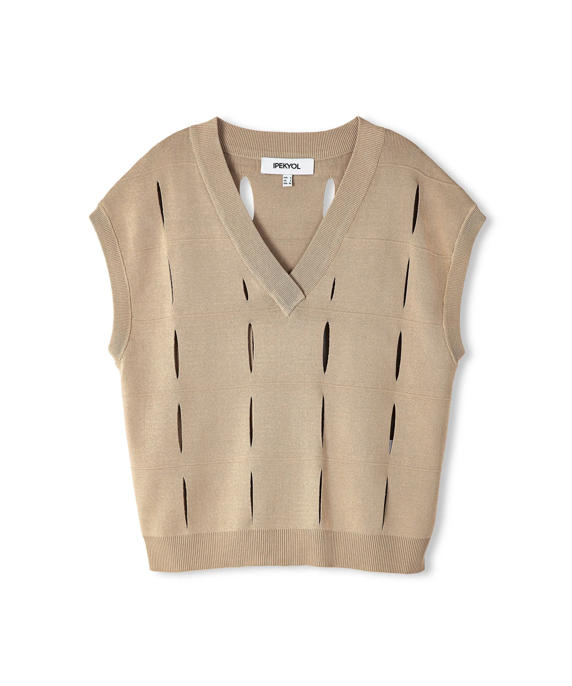 Ipekyol Cutout V Neck Sweater Natural