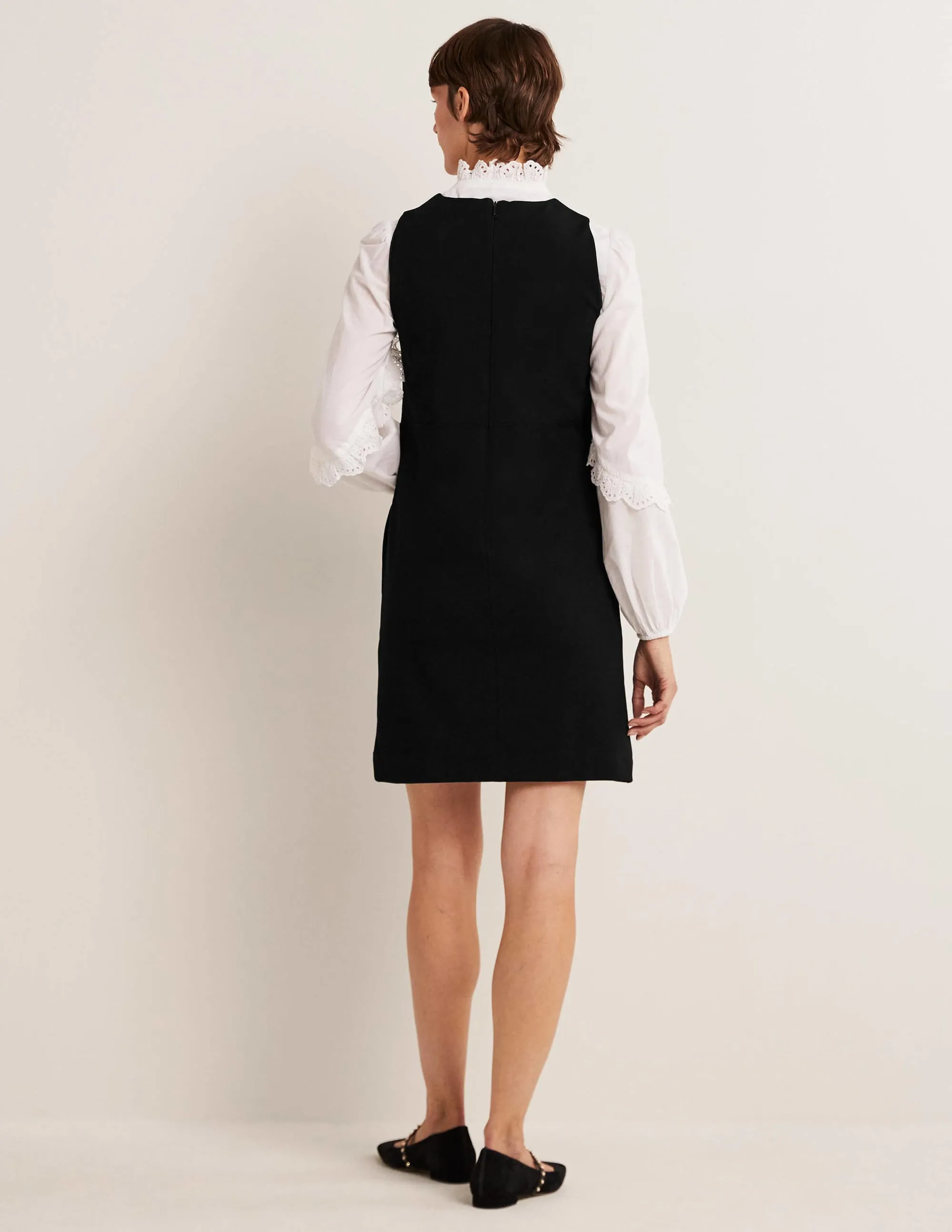 Jersey Mini Shift Dress-Black