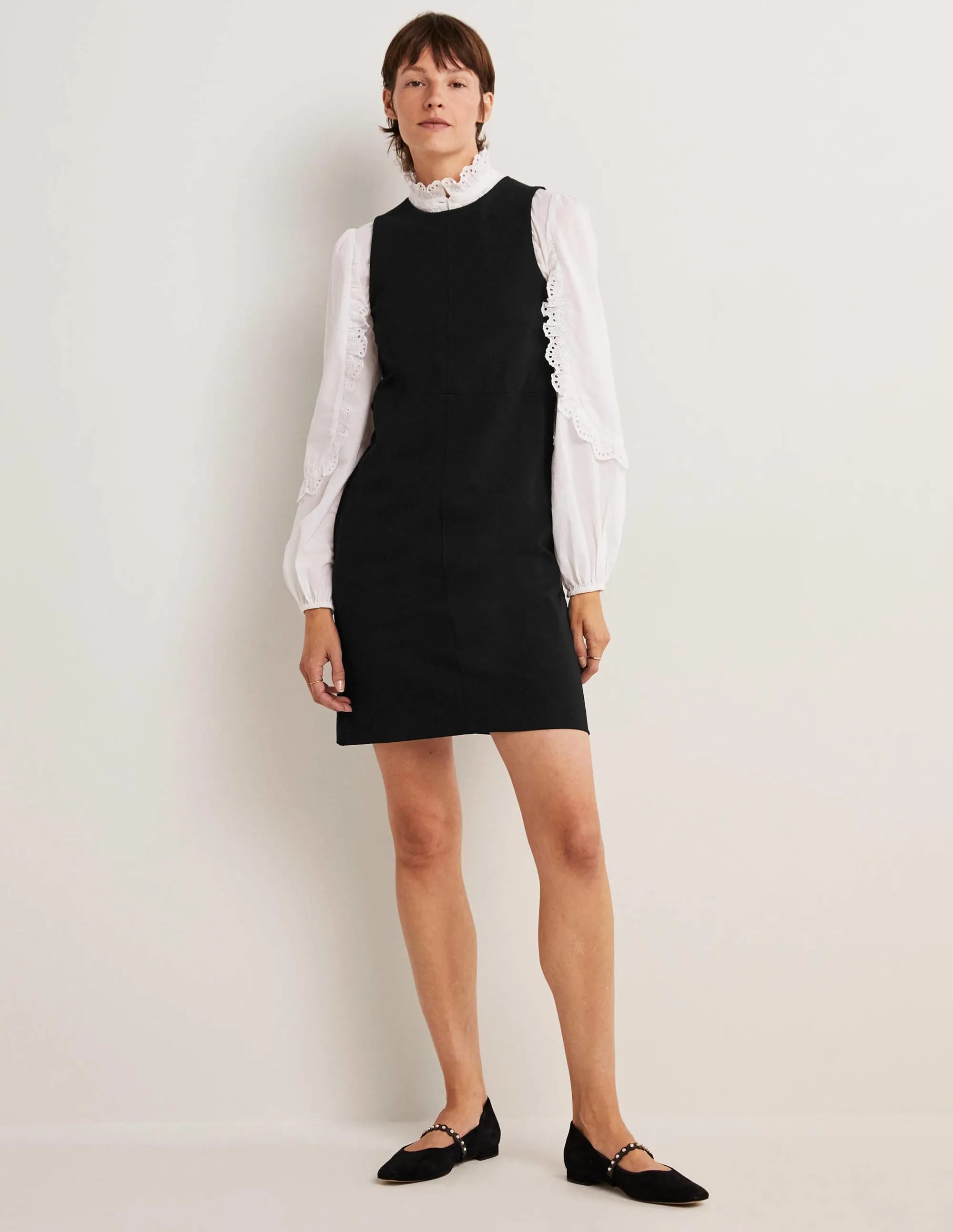 Jersey Mini Shift Dress-Black