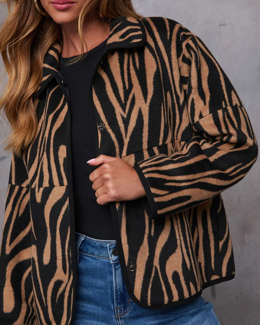 Justeena Wool Blend Animal Print Jacket