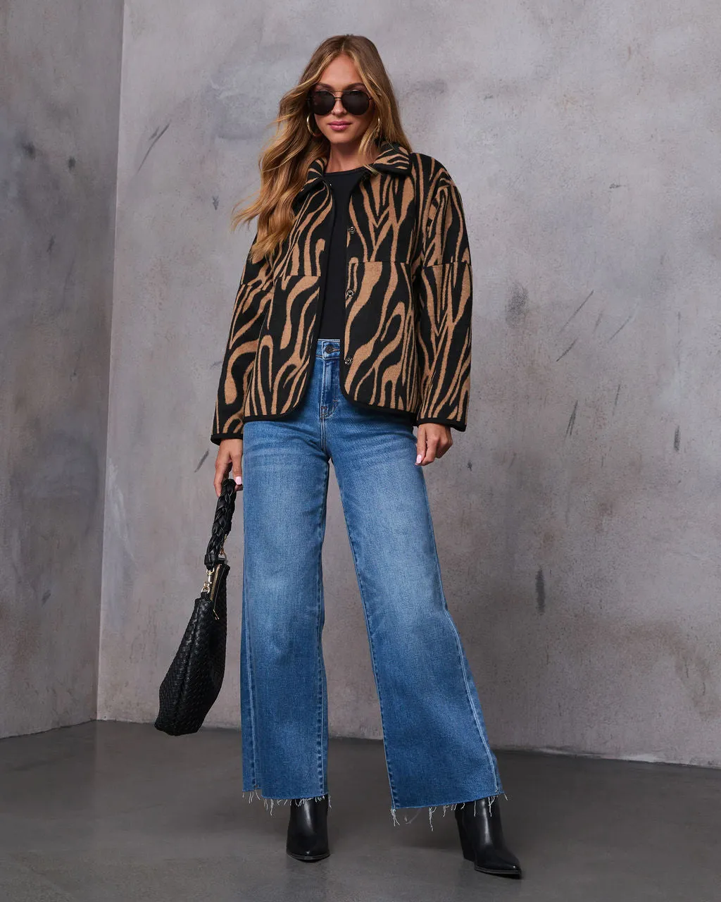 Justeena Wool Blend Animal Print Jacket