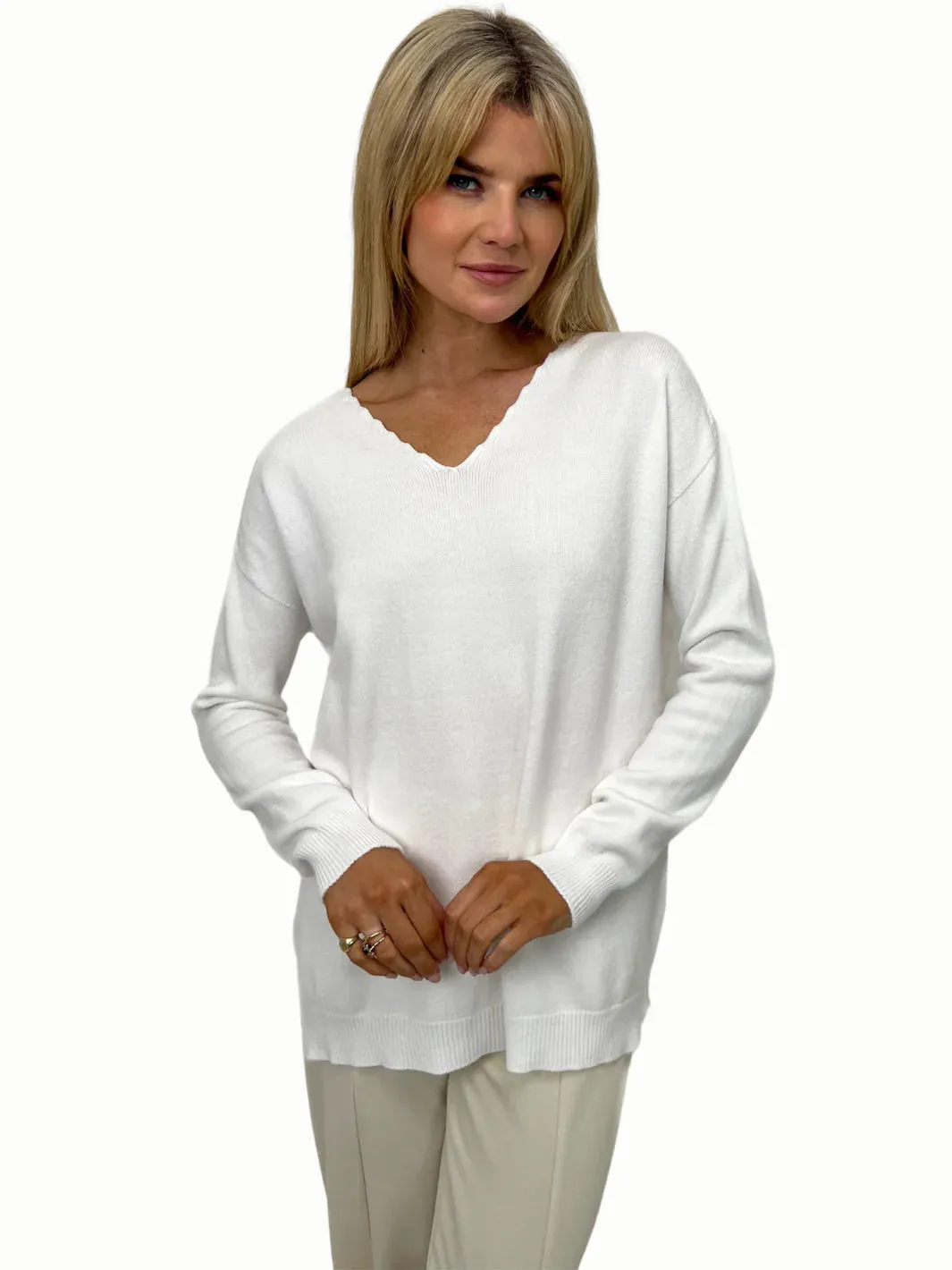 Kate And Pippa Marmi V Neck Cashmere feel knit. All Colours