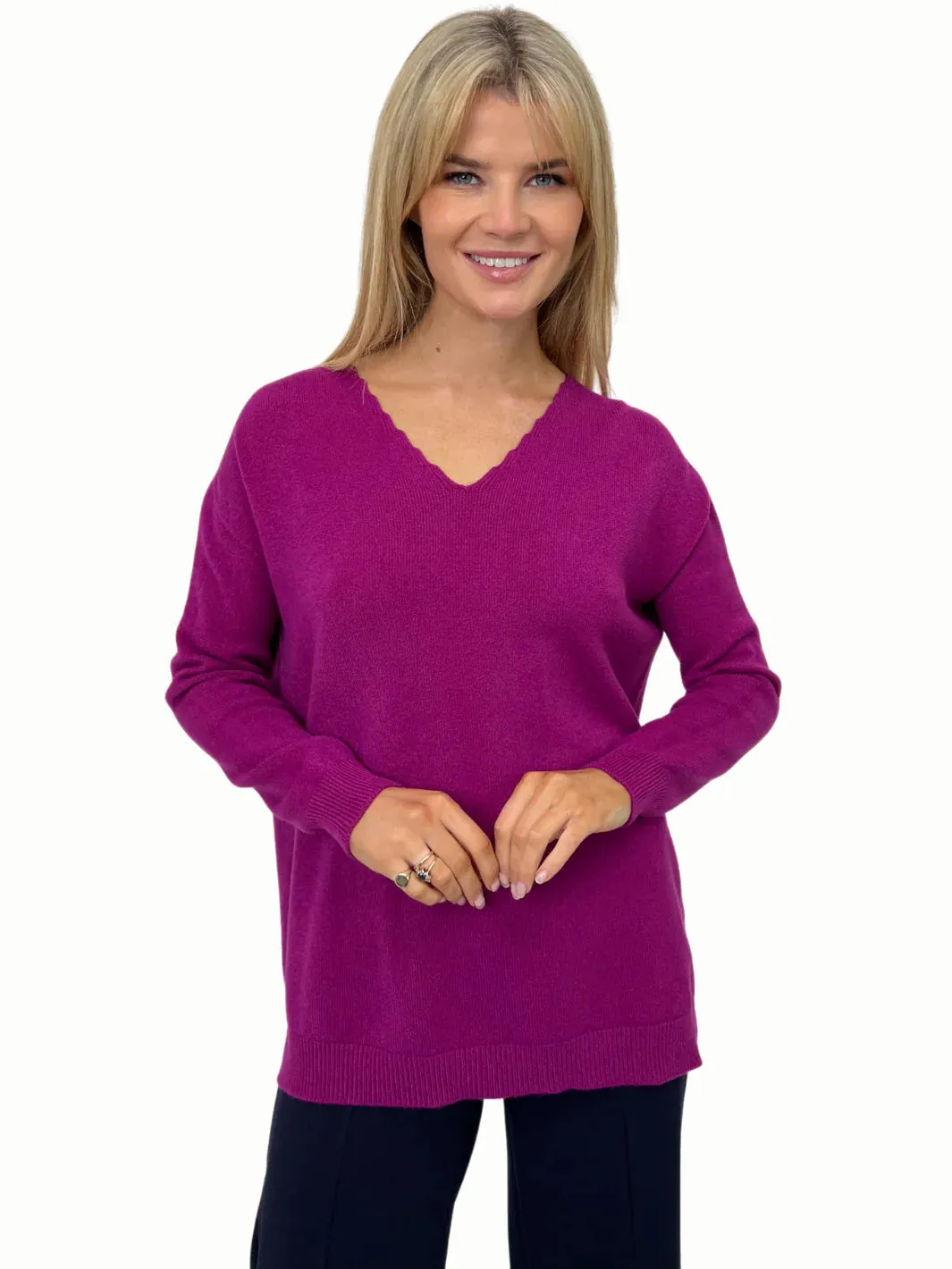 Kate And Pippa Marmi V Neck Cashmere feel knit. All Colours