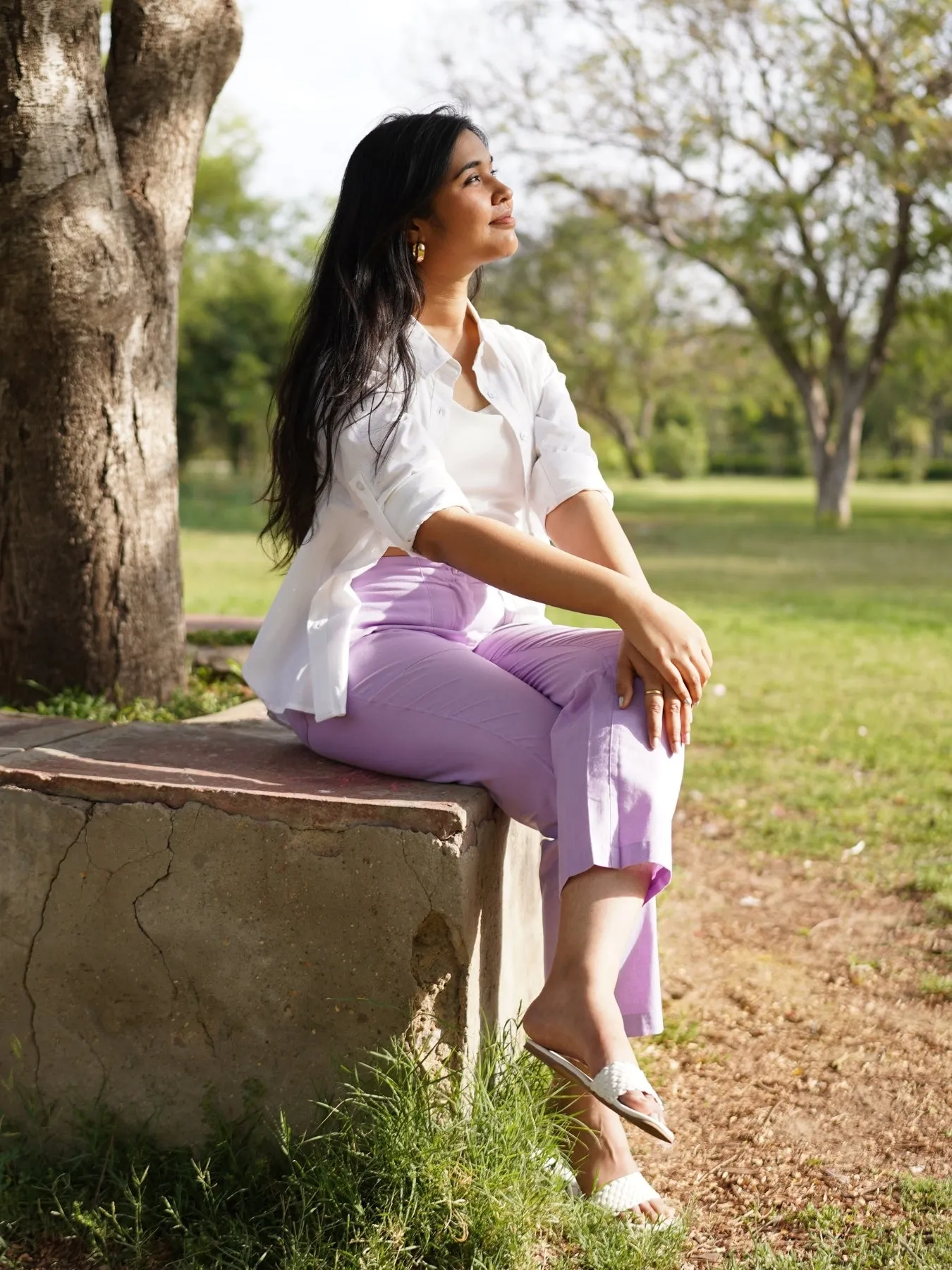 Lilac Airy Linen Pants