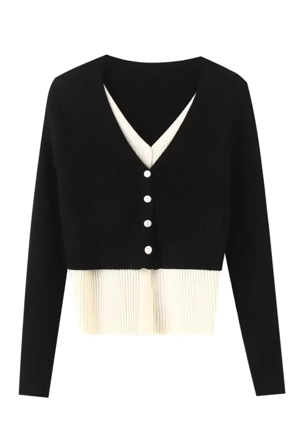 'Liza' V-Neck Ribbed-Knit Cardigan (3 Colors)