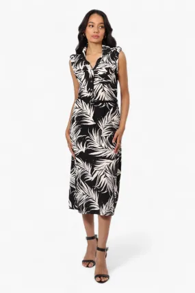 Majora Floral Belted Sleeveless Maxi Dress - Black