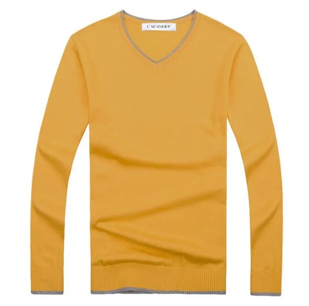 Men's Autumn V-Neck Cotton Casual Pullover