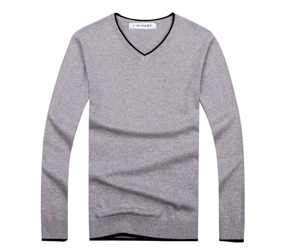 Men's Autumn V-Neck Cotton Casual Pullover