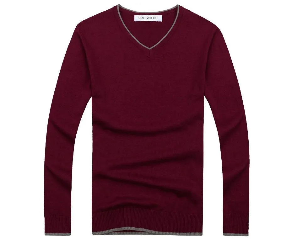 Men's Autumn V-Neck Cotton Casual Pullover