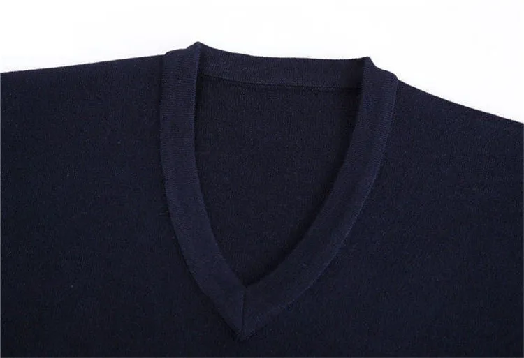 Men's Casual V-Neck Solid Color Sweater