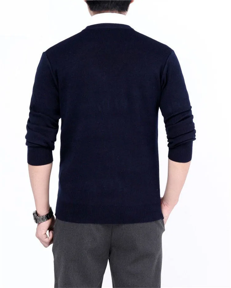 Men's Casual V-Neck Solid Color Sweater